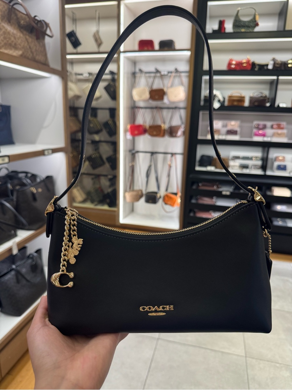 brand new black Coach Emeilia shoulder bag